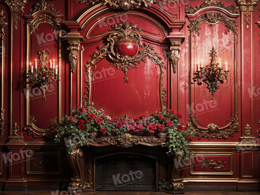 Kate Red Flower Retro Wall Backdrop Designed by Emetselch - Kate Backdrop AU