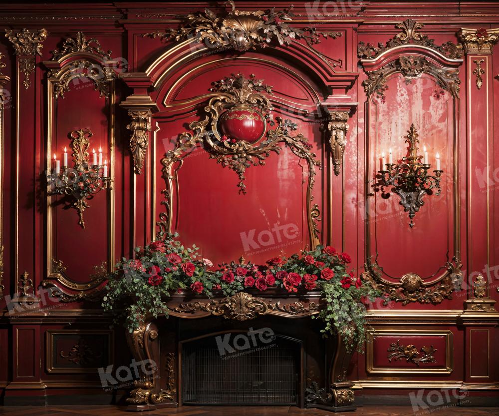 Kate Red Flower Retro Wall Backdrop Designed by Emetselch - Kate Backdrop AU