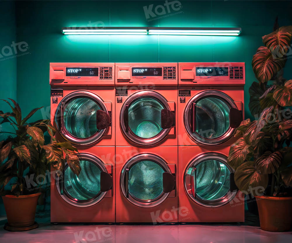 Kate Laundry Day Red Washing Machine Room Backdrop Designed by Emetselch - Kate Backdrop AU