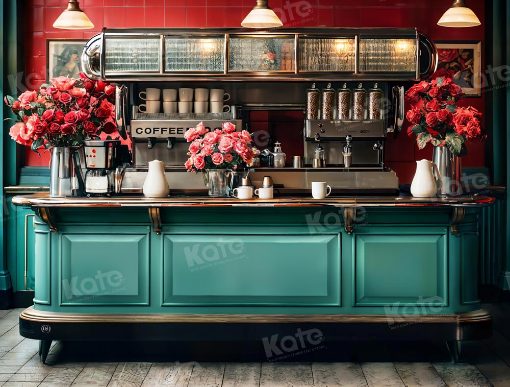 Kate Spring Retro Cafe Backdrop Metallic Flower Designed by Emetselch - Kate Backdrop AU