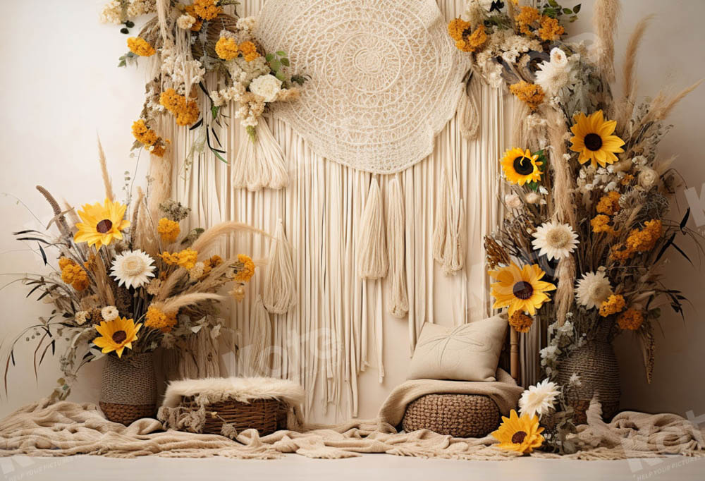 Kate Boho Sunflower Wall Decor Backdrop Designed by Emetselch - Kate Backdrop AU