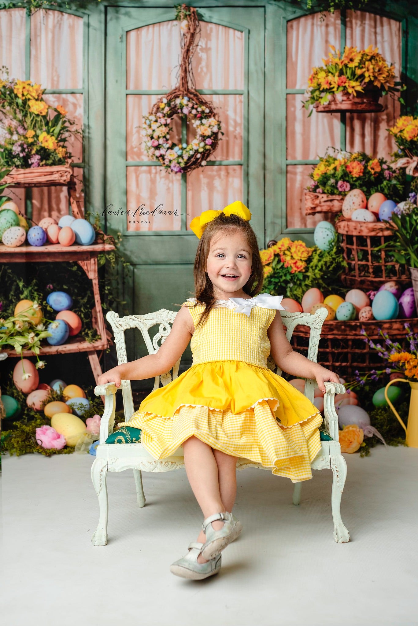 Kate Easter Backdrop Eggs Flowers Green Plants Rabbit Room Designed by Emetselch - Kate Backdrop AU
