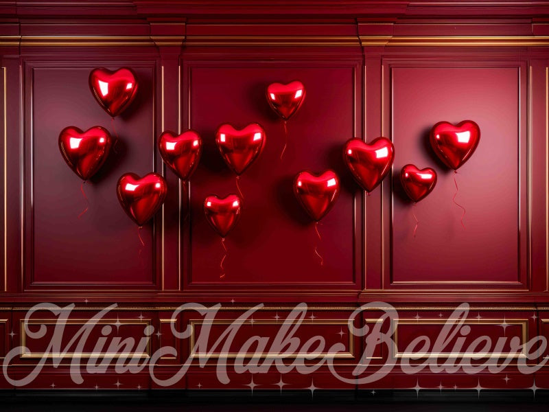 Kate Valentine Red Hearts Red Wall Backdrop Designed by Mini MakeBelieve - Kate Backdrop AU