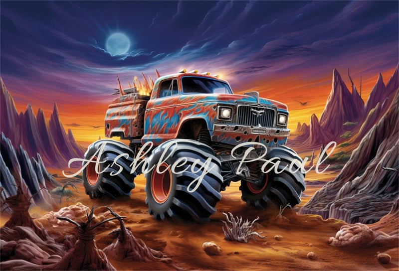 Kate Outdoor Sunset Hill Off-Road Vehicle Backdrop Designed by Ashley Paul - Kate Backdrop AU