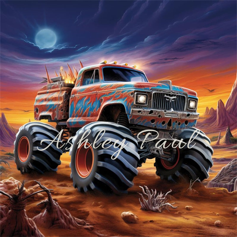 Kate Outdoor Sunset Hill Off-Road Vehicle Backdrop Designed by Ashley Paul - Kate Backdrop AU