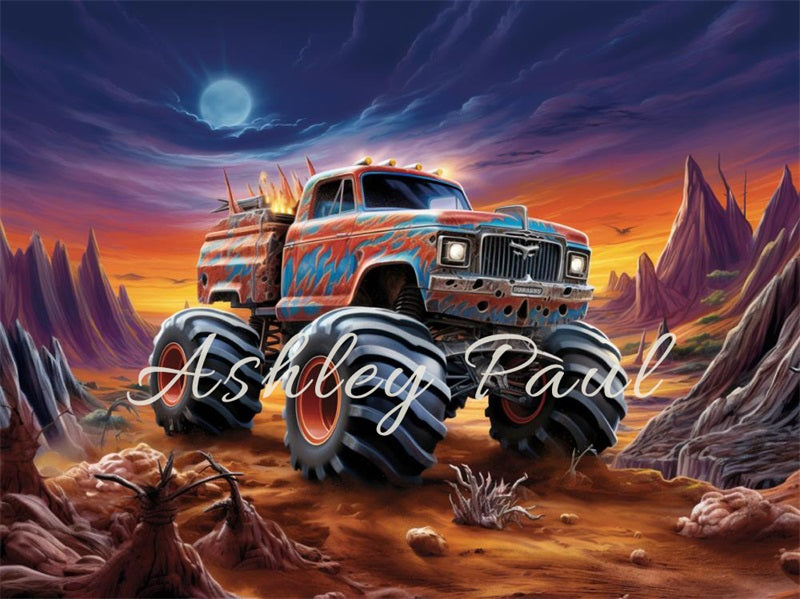 Kate Outdoor Sunset Hill Off-Road Vehicle Backdrop Designed by Ashley Paul - Kate Backdrop AU