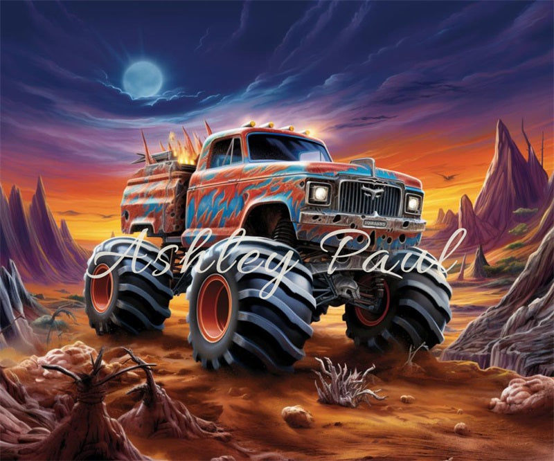 Kate Outdoor Sunset Hill Off-Road Vehicle Backdrop Designed by Ashley Paul - Kate Backdrop AU