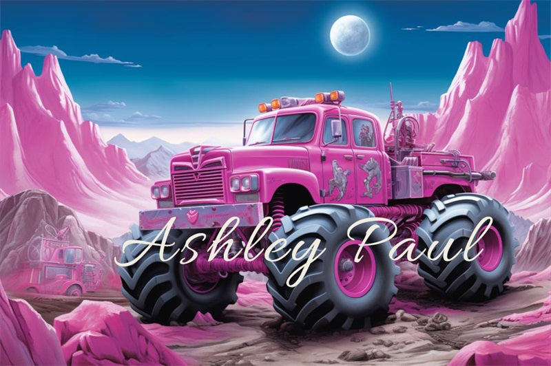 Kate Pink Hill Off-Road Vehicle Backdrop Designed by Ashley Paul - Kate Backdrop AU