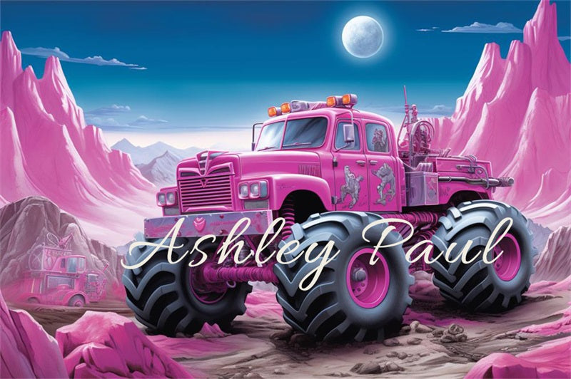 Kate Pink Hill Off-Road Vehicle Backdrop Designed by Ashley Paul - Kate Backdrop AU