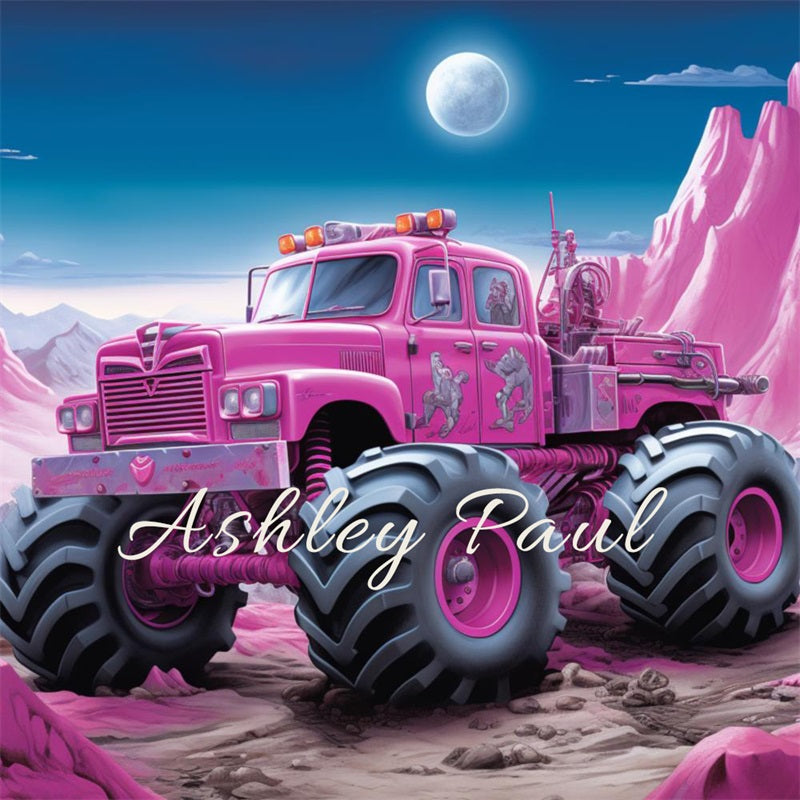 Kate Pink Hill Off-Road Vehicle Backdrop Designed by Ashley Paul - Kate Backdrop AU