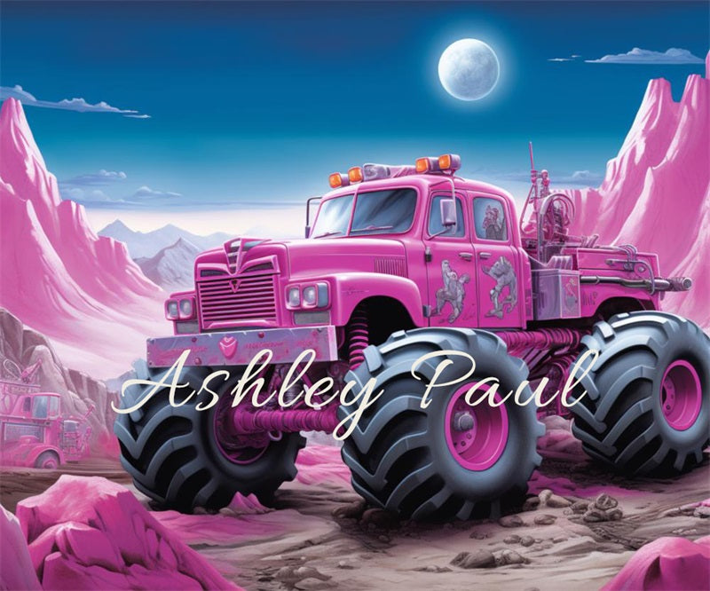 Kate Pink Hill Off-Road Vehicle Backdrop Designed by Ashley Paul - Kate Backdrop AU
