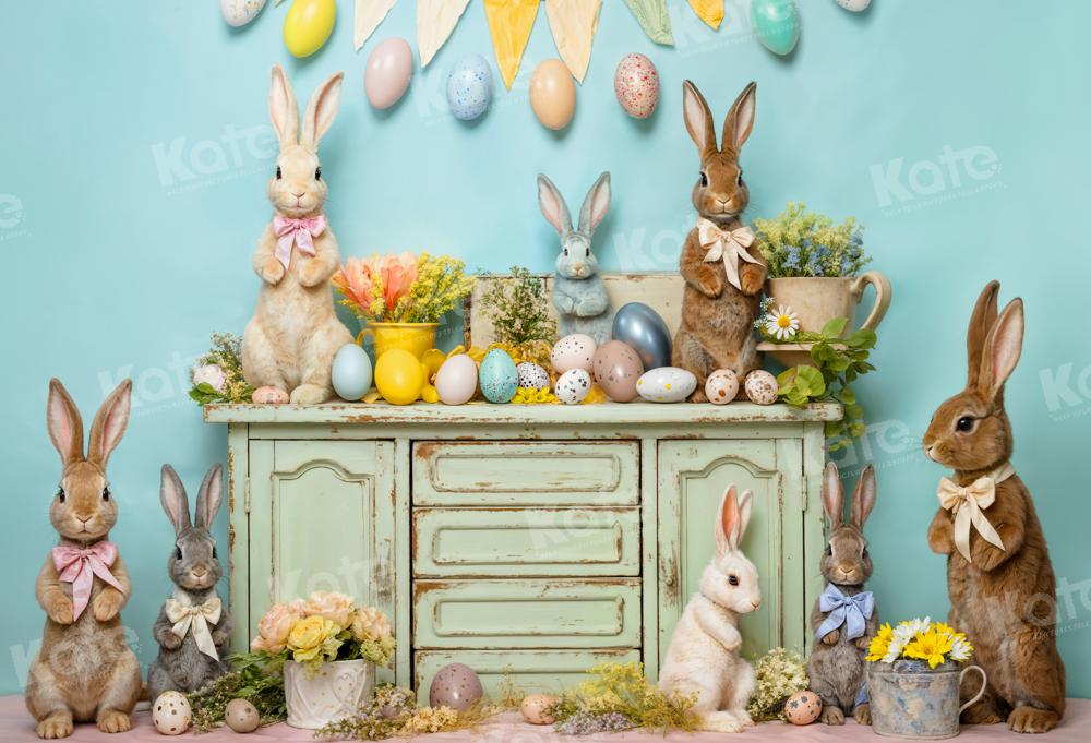 Kate Easter Egg Bunny Flowers Backdrop Designed by Emetselch - Kate Backdrop AU