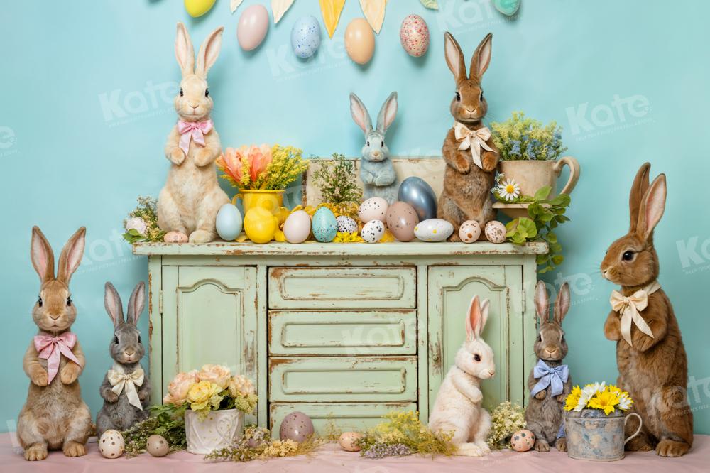 Kate Easter Egg Bunny Flowers Backdrop Designed by Emetselch - Kate Backdrop AU