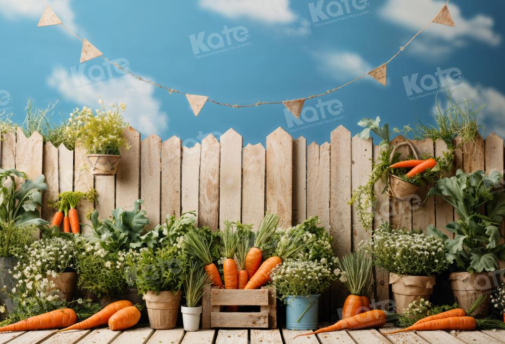 Kate Green Plants Carrot Fence Sky Backdrop Designed by Emetselch - Kate Backdrop AU