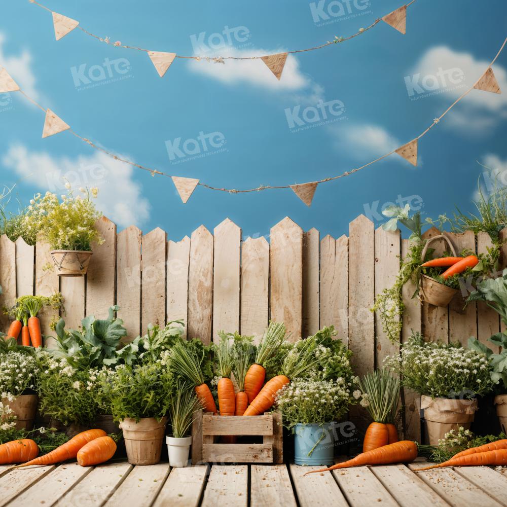 Kate Green Plants Carrot Fence Sky Backdrop Designed by Emetselch - Kate Backdrop AU