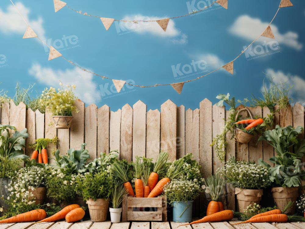 Kate Green Plants Carrot Fence Sky Backdrop Designed by Emetselch - Kate Backdrop AU