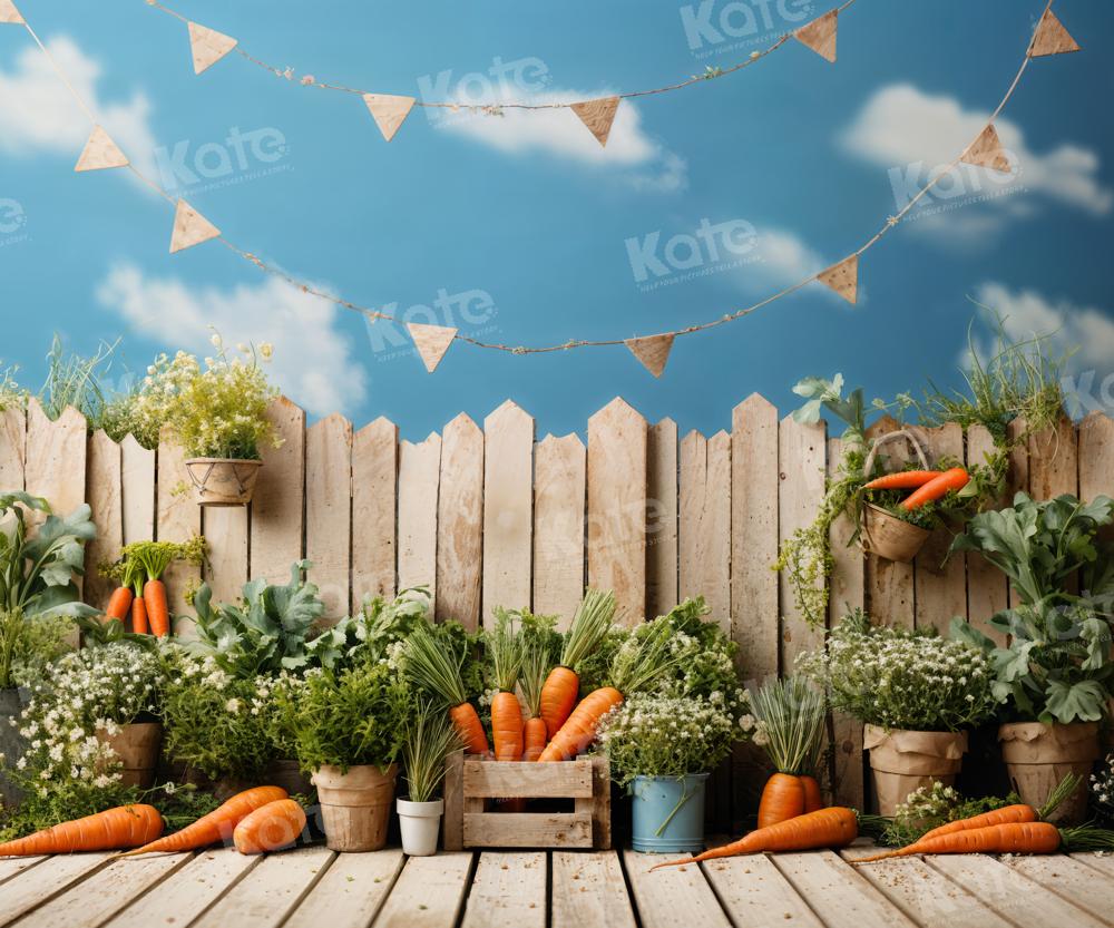Kate Green Plants Carrot Fence Sky Backdrop Designed by Emetselch - Kate Backdrop AU