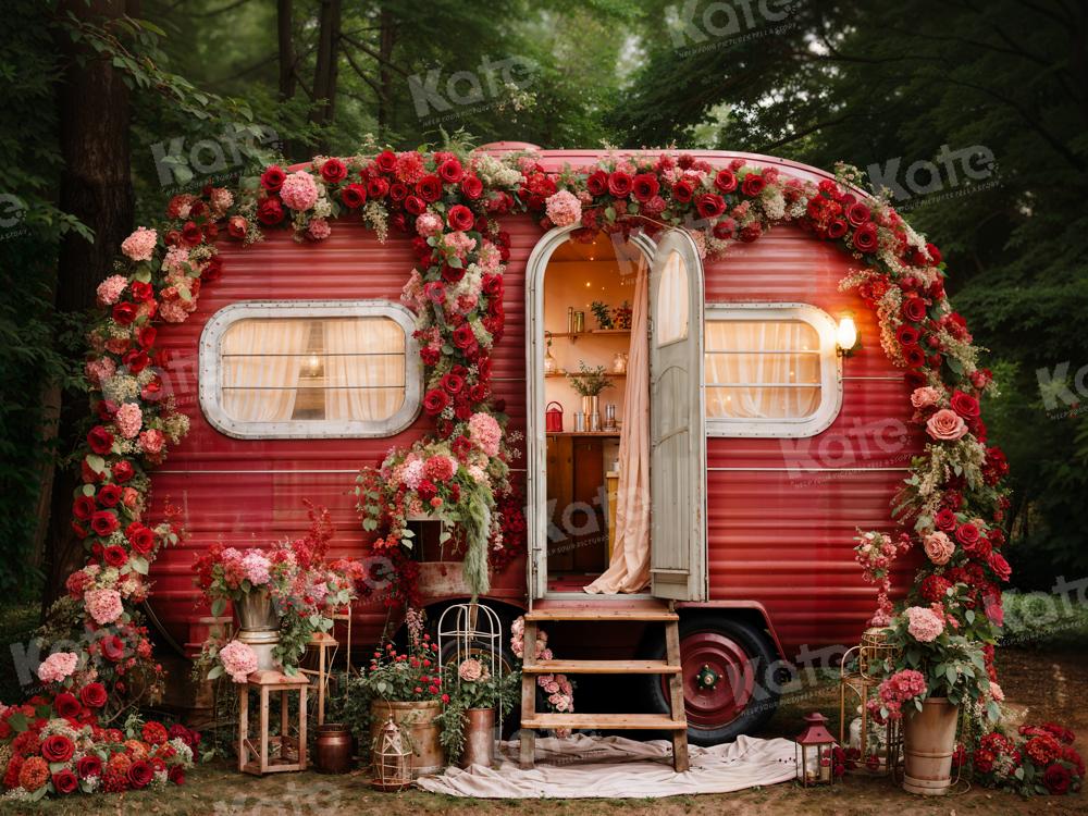 Kate Valentine's Day Backdrop Spring Flowers Outdoor House Designed by Emetselch - Kate Backdrop AU