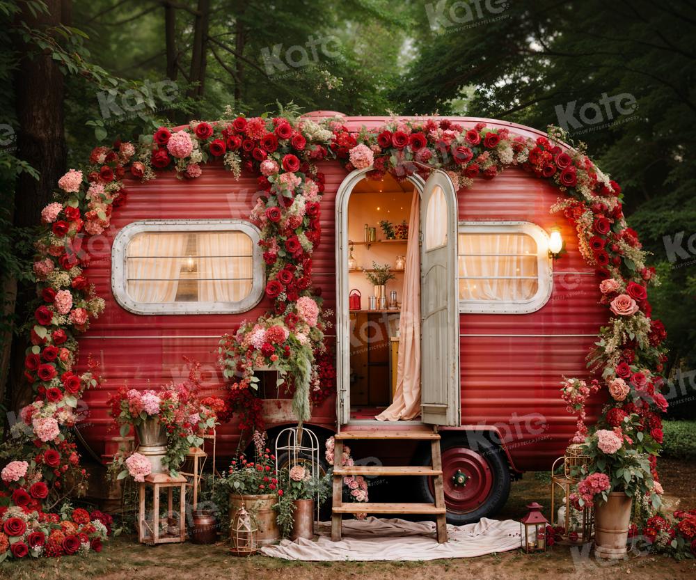 Kate Valentine's Day Backdrop Spring Flowers Outdoor House Designed by Emetselch - Kate Backdrop AU