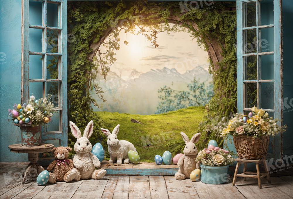 Kate Easter Bunny Window View Backdrop for Photography - Kate Backdrop AU