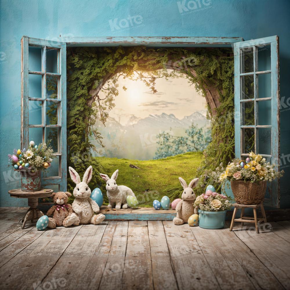 Kate Easter Bunny Window View Backdrop for Photography - Kate Backdrop AU