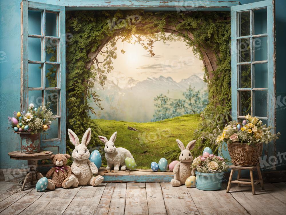 Kate Easter Bunny Window View Backdrop for Photography - Kate Backdrop AU