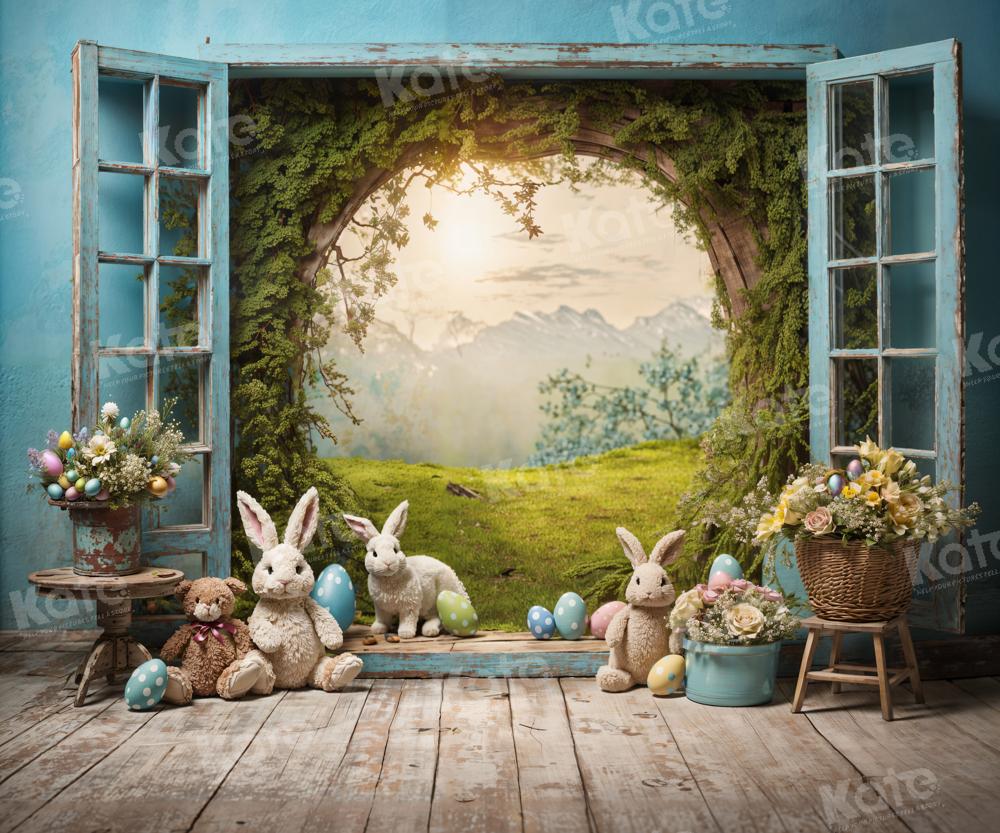 Kate Easter Bunny Window View Backdrop for Photography - Kate Backdrop AU