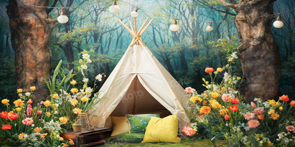 Kate Spring Wild Flowers Forest Tent Backdrop Designed by Emetselch - Kate Backdrop AU
