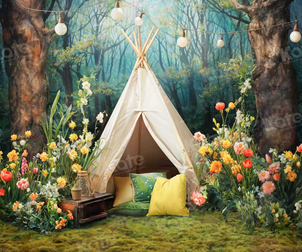 Kate Spring Wild Flowers Forest Tent Backdrop Designed by Emetselch - Kate Backdrop AU