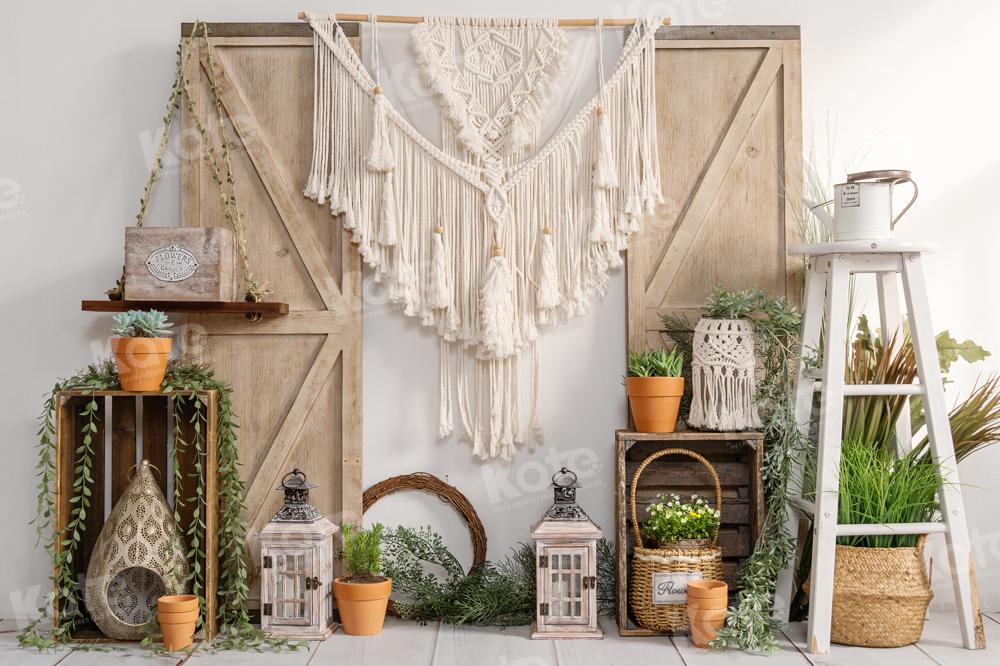 Kate Boho Green Potted Tassels Backdrop Designed by Emetselch - Kate Backdrop AU