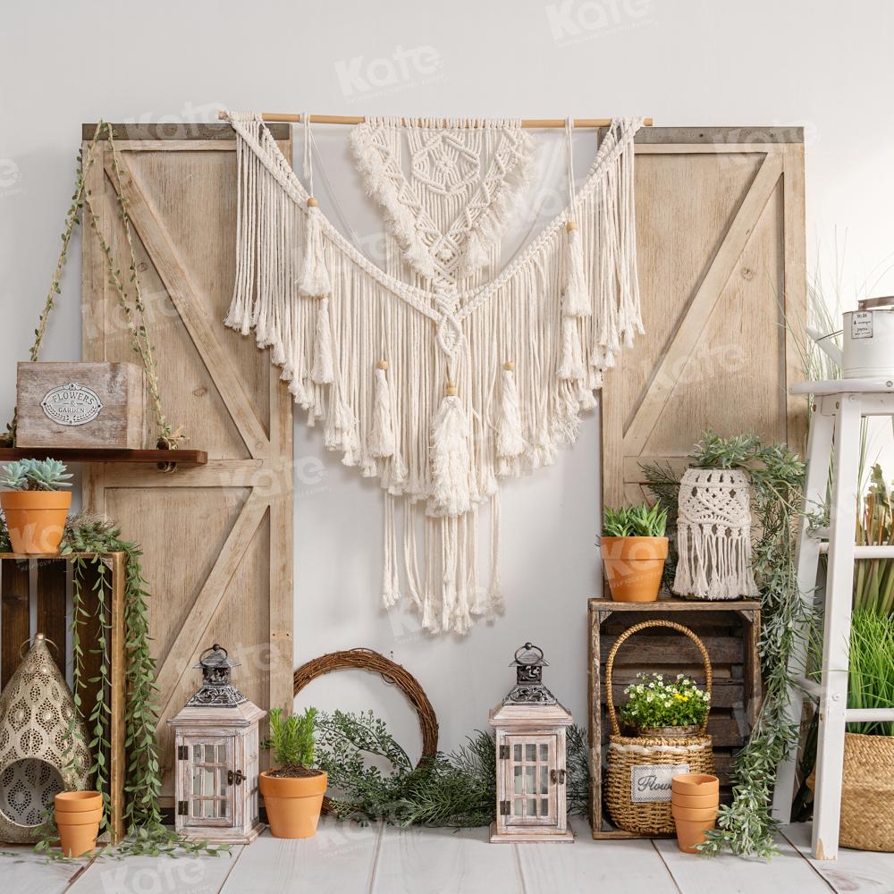 Kate Boho Green Potted Tassels Backdrop Designed by Emetselch - Kate Backdrop AU