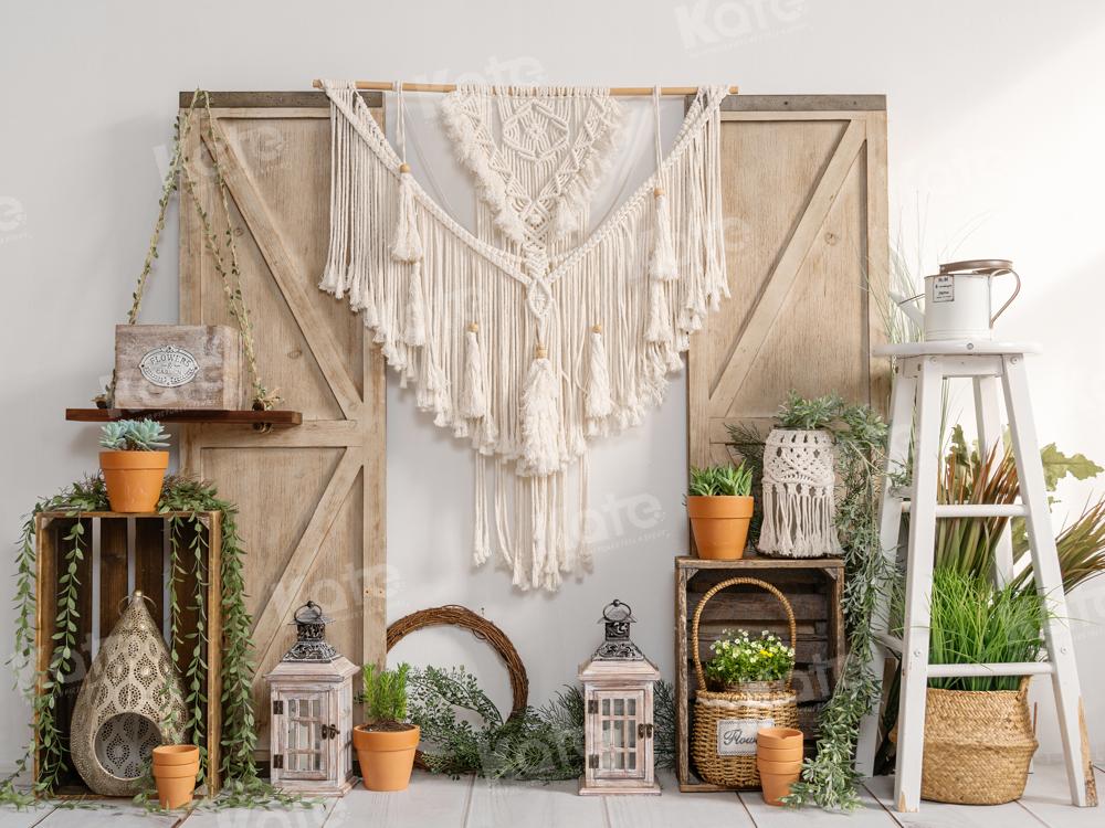 Kate Boho Green Potted Tassels Backdrop Designed by Emetselch - Kate Backdrop AU