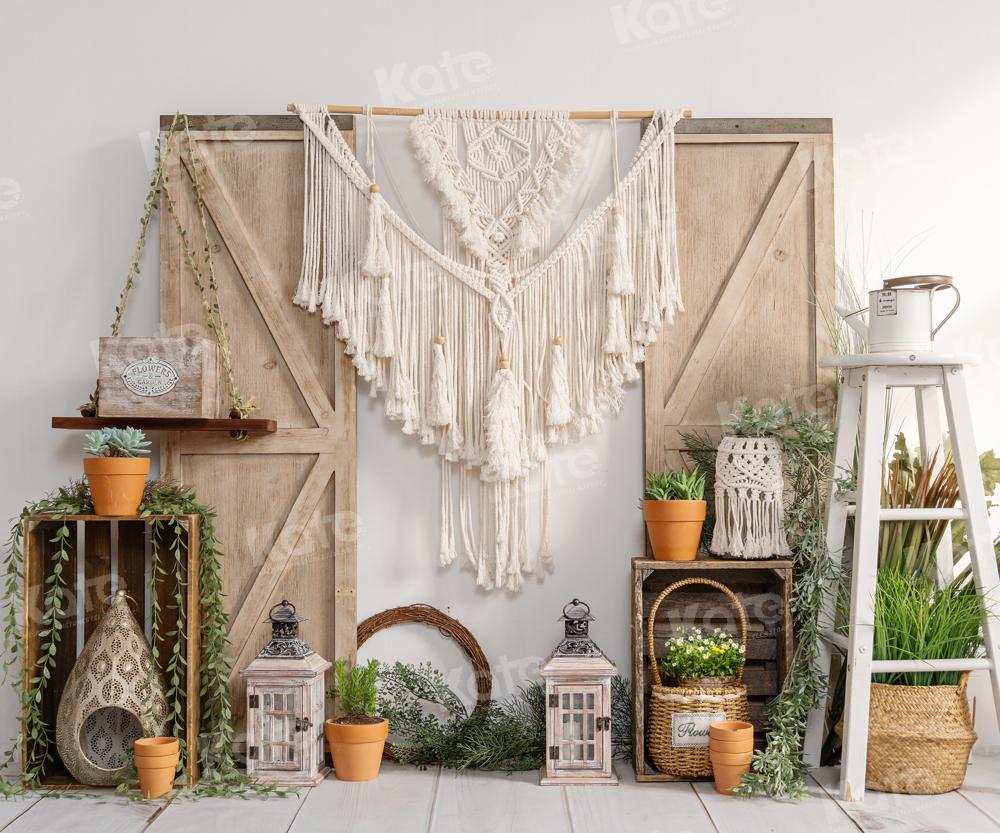 Kate Boho Green Potted Tassels Backdrop Designed by Emetselch - Kate Backdrop AU