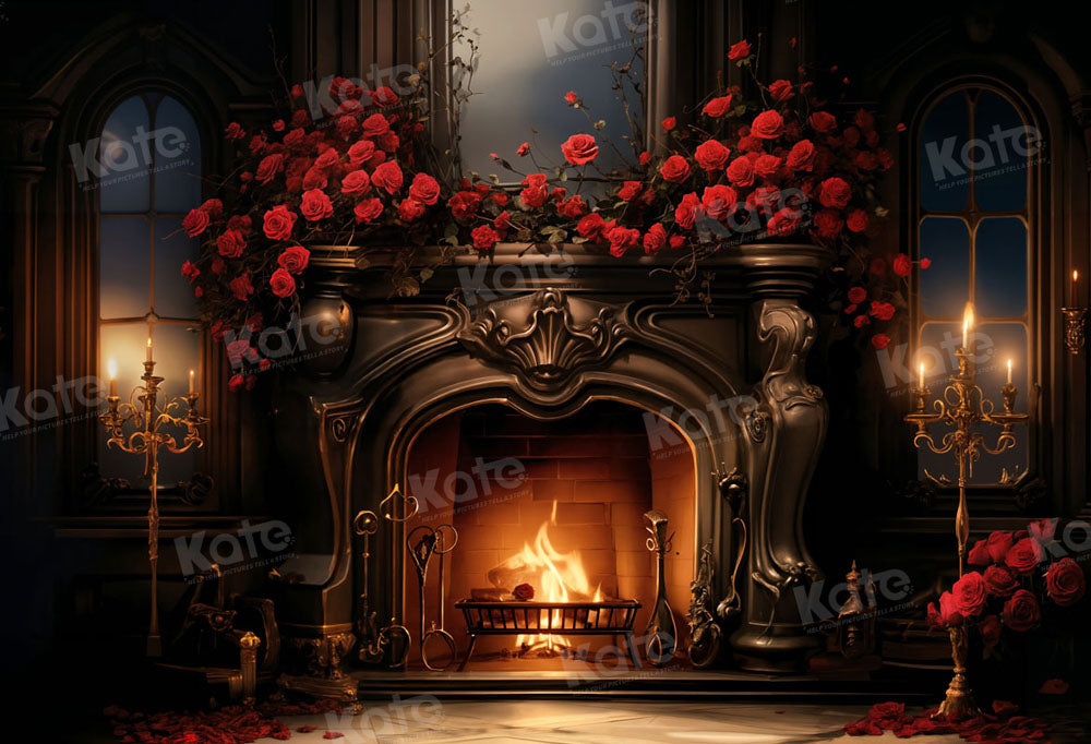 Kate Valentine Rose Metal Stove Backdrop Designed by Emetselch - Kate Backdrop AU