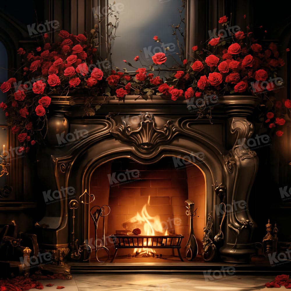 Kate Valentine Rose Metal Stove Backdrop Designed by Emetselch - Kate Backdrop AU