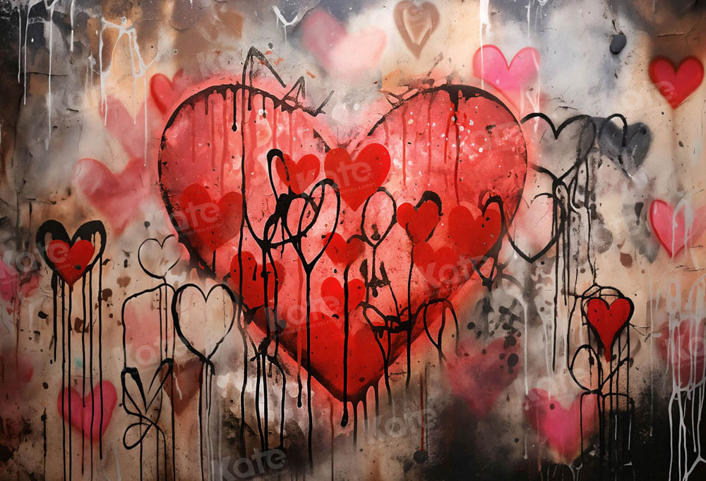 Kate Valentine's Day Ink Hearts Backdrop Designed by Chain Photography - Kate Backdrop AU