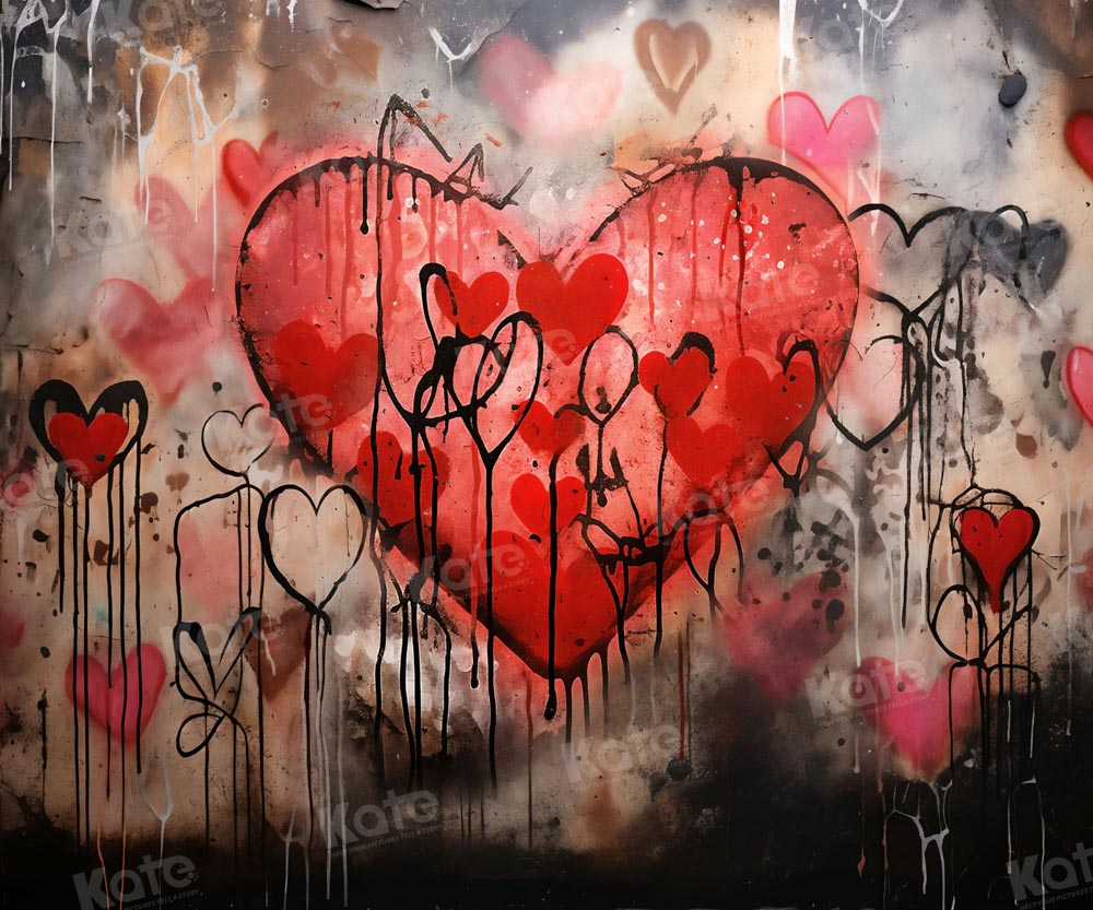 Kate Valentine's Day Ink Hearts Backdrop Designed by Chain Photography - Kate Backdrop AU