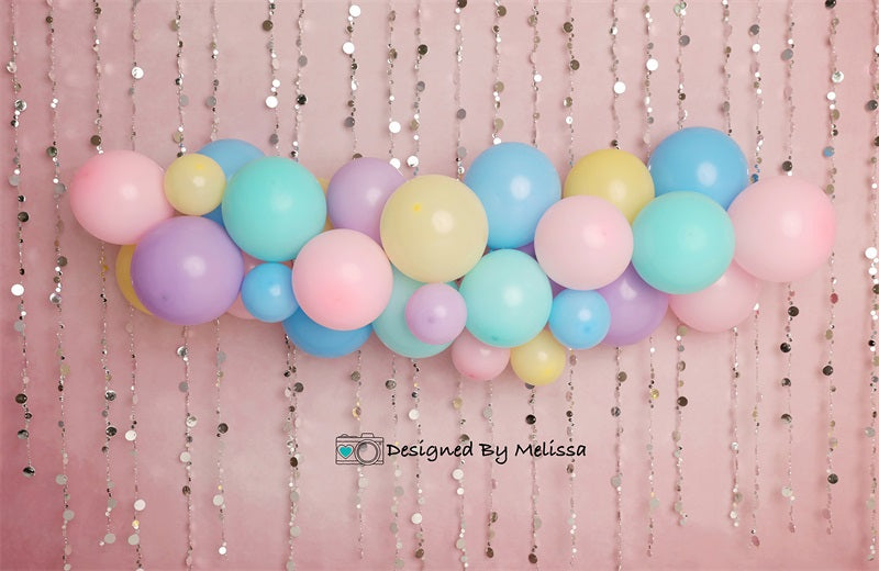 Kate Birthday Balloons Sequins Backdrop for Photography Designed by Melissa King - Kate Backdrop AU