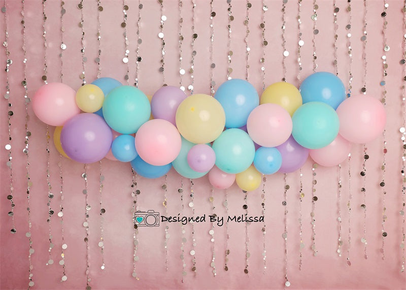 Kate Birthday Balloons Sequins Backdrop for Photography Designed by Melissa King - Kate Backdrop AU