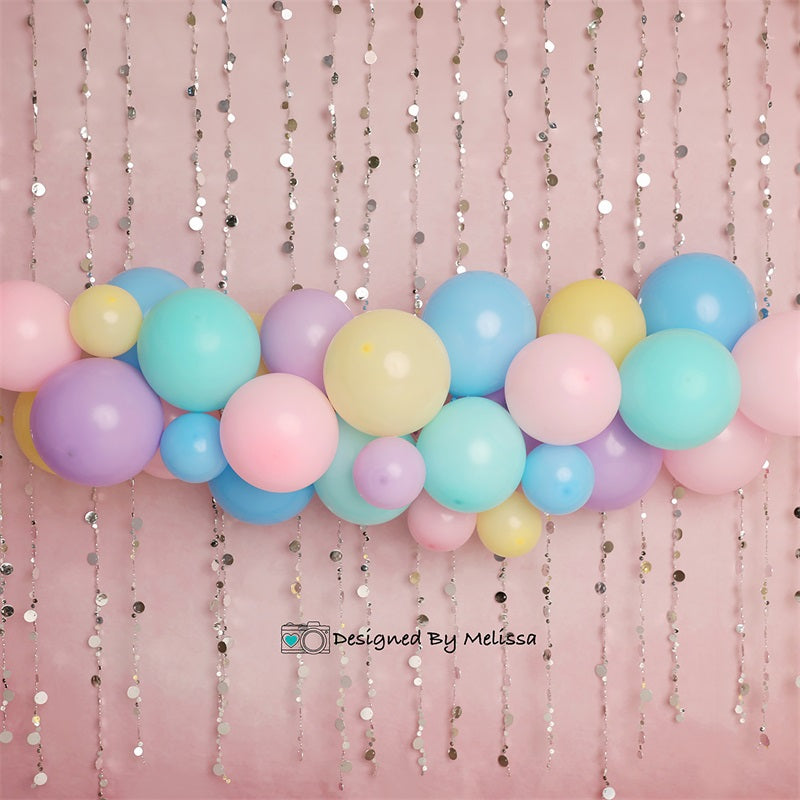 Kate Birthday Balloons Sequins Backdrop for Photography Designed by Melissa King - Kate Backdrop AU
