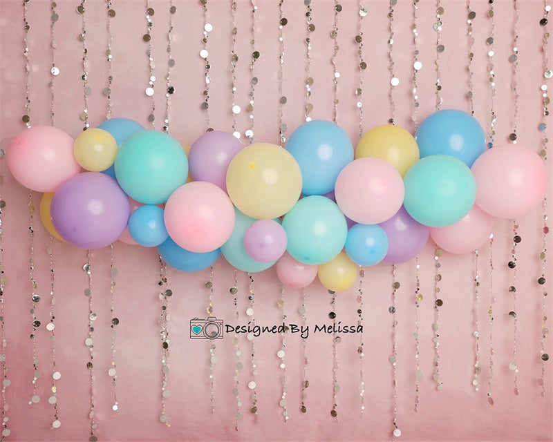 Kate Birthday Balloons Sequins Backdrop for Photography Designed by Melissa King - Kate Backdrop AU