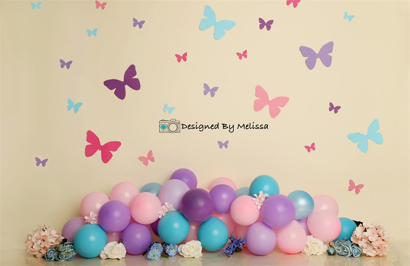 Kate Pastel Butterfly Birthday Backdrop Designed by Melissa King - Kate Backdrop AU