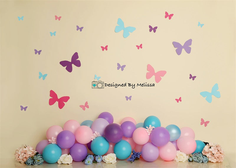 Kate Pastel Butterfly Birthday Backdrop Designed by Melissa King - Kate Backdrop AU