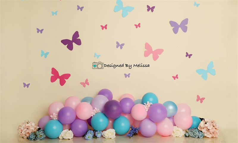Kate Pastel Butterfly Birthday Backdrop Designed by Melissa King - Kate Backdrop AU