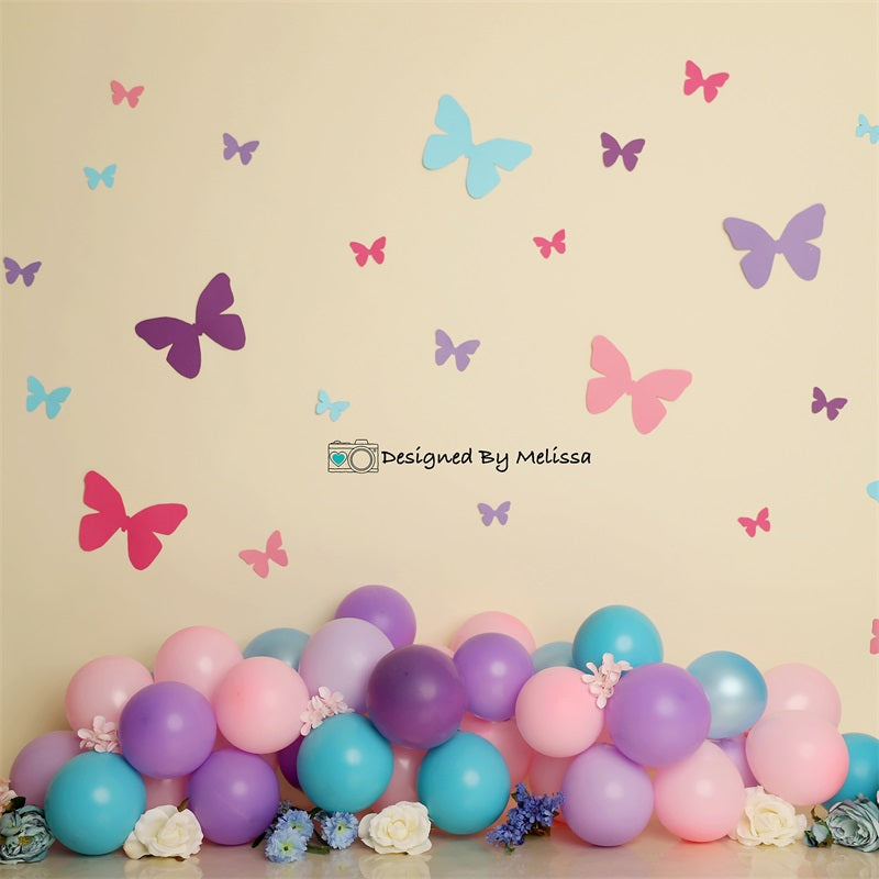 Kate Pastel Butterfly Birthday Backdrop Designed by Melissa King - Kate Backdrop AU
