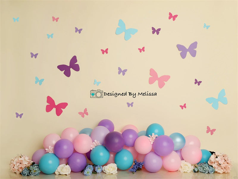 Kate Pastel Butterfly Birthday Backdrop Designed by Melissa King - Kate Backdrop AU