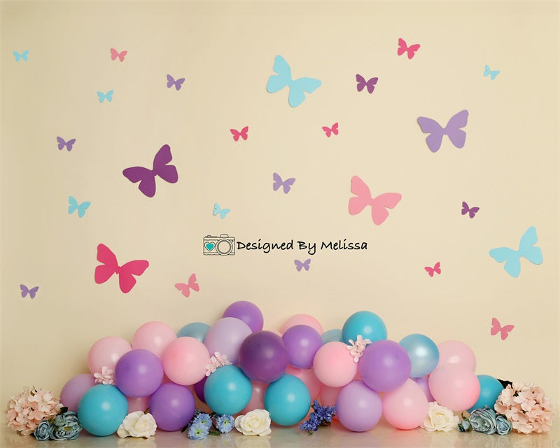 Kate Pastel Butterfly Birthday Backdrop Designed by Melissa King - Kate Backdrop AU