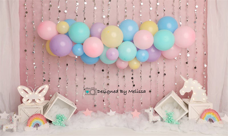 Kate Pastel Unicorn Party Backdrop Designed by Melissa King - Kate Backdrop AU