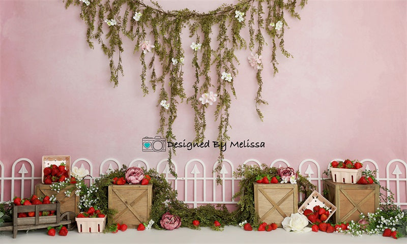 Kate Pink Strawberry Fields Backdrop for Photography Designed by Melissa King - Kate Backdrop AU