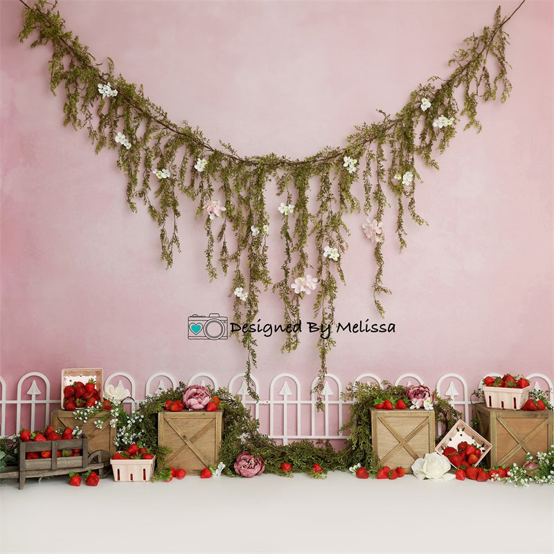 Kate Pink Strawberry Fields Backdrop for Photography Designed by Melissa King - Kate Backdrop AU